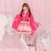 Kimono hồng ngắn cosplay lolita