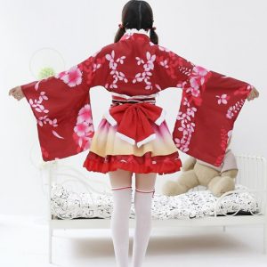 Kimono đỏ ngắn cosplay lolita