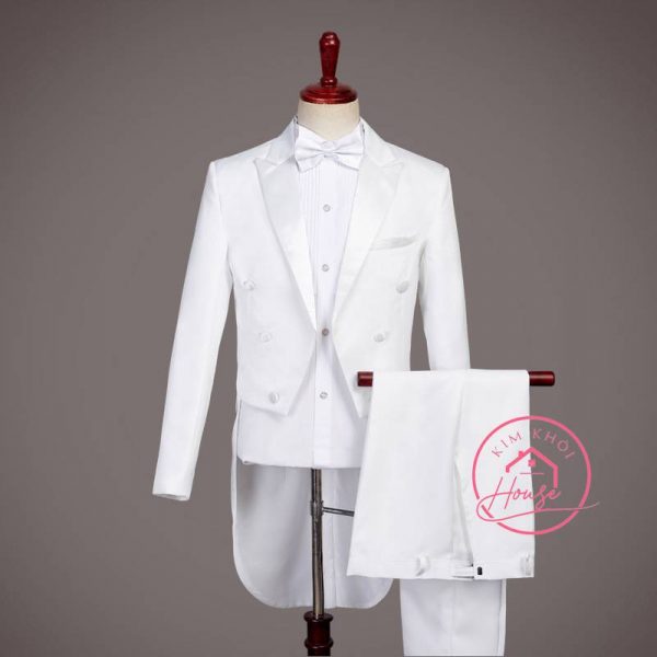 Áo vest tuxedo trắng đuôi tôm