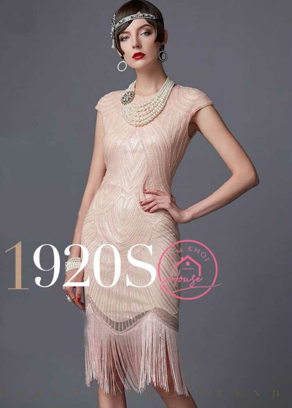 Đầm Gatsby Màu Bạc Cổ Điển Thập Niên 1920