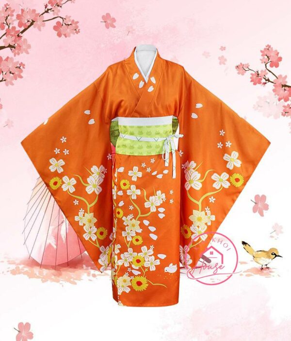 Kimono Yukata Cam Nhật Bản