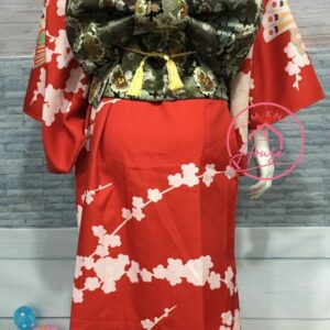 Kimono Yukata Đỏ Nhật Bản Nơ Sang Trọng