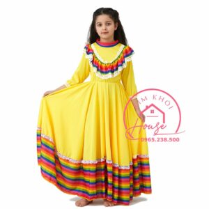 Trang phục Mexico Bé Gái Màu Vàng